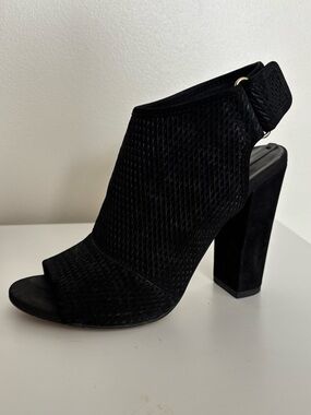 Aldo Black Peep-Toe Block Heel Sandal